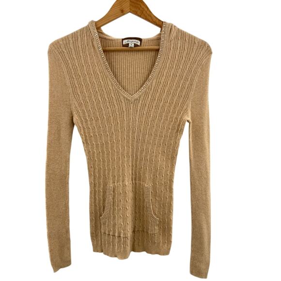 Aeropostale Sweaters - Aeropostale Y2K Cable Knit Hooded Lightweight Sweater 100% Cotton Size Medium